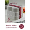 Vienev 4'lü Elastik Bantlı İstiflenebilir Pratik Saklama Kabı Seti 2x 1100 Ml 2x 2600 Ml Gri
