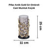 Cornella Pillar Antik Gold Gri Ombreli Cam Mumluk Küçük Ağız :11 Cm X Boy:25 Cm