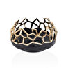 Cornella Pillar Antik Gold Siyah Metal Meyvelik Ağız:22 Cm X Boy:13 Cm