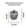 Cornella Pillar Antik Gold Gri Ombreli Cam Kavanoz Küçük Ağız:11 Cm X Boy:15 Cm X Tümü:19 Cm