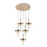 Apliqa Loret 5'li Yuvarlak 60 Watt Gold Krisatlli Modern Salon Oturma Odası Sarkıt Led Avize