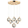 Apliqa Eldon 6'lı Yuvarlak 3 Renk 88 Watt Gold Kristal Ledli Modern Oturma Odası Salon Sarkıt Avize