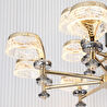 Apliqa Ekerd 12'li Gold 100 Watt Yuvarlak Kristalli Modern Sarkıt Salon Led Avize