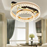 Apliqa Canel Gold İki Katlı 122 Watt Kristal Taşlı Modern Led Plafonyer Led Avize