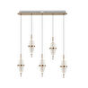 Apliqa Liona 5'li Sıralı 50 Watt Gold Kristalli Modern Salon Yemek Masası Üstü Sarkıt Led Avize