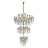 Apliqa Laura 3 Katlı Gold Kristal Taşlı Oturma Odası, Su Damlası Taşlı Salon Avize