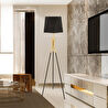 Apliqa Akasya Tripot Ayaklı Siyah Eskitme Dekoratif Salon Lambader
