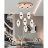 Apliqa Harold 6'lı 40 Watt Yuvarlak Gold Ledli Modern Salon Avize