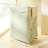 Ocean Home Textile Katlanabilir Metal Destekli Beyaz Renk Mint Dama Desen Çamaşır Sepeti 36 X 33 X 60 Cm