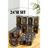 Vienev Beyaz Serigrafi Etiketli 24lü Peggy Kare Erzak Ve Baharat Full Set 8x(1,2, 0,55, 0,45) Ant