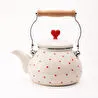 Emaylab Cupid Emaye Kalp Desenli Vintage Kettle - 2 Litre, Ocağa Koyulabilir, Emaye Su Isıtıcı Krem