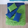 Cozy Home Popping Colors Çift Kişilik Lastikli Çarşaflı Nevresim Takımı Sage Yeşil-Mavi