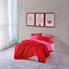 Cozy Home Popping Colors Çift Kişilik Lastikli Çarşaflı Nevresim Takımı Sage Kırmızı-Fuşya