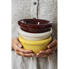 Beige & Stone Seramik Donut Bowl Kase Sarı