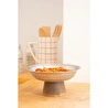 Beige & Stone Piramit Ahşap Ayaklı 21 Cm Sunum Tabağı