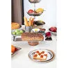 Beige & Stone Ahşap Tabanlı 33 Cm Dikdörtgen Baton Metal Dekoratif Tatlı Pasta Kek Sunum/servis Stand Tabak