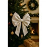 Beige & Stone Yıllbaşı Ağaç Süs Noel Beyaz Fiyonk 30x35 Cm Küçük