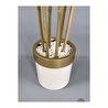 Biçiçek Yapay Bambu Ağacı 170cm Krem Metal Saksıda Gold