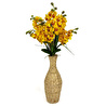 Biçiçek Luxury Sarı Singapur Orkide 120 Cm Hasır Bohem Vazoda