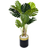 Biçiçek Monstera Ağacı 160cm Siyah Gold Metal Saksıda