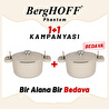 Berghoff 1+1 Hediye Leo Phantom Kapakli Yapişmaz Derin Tencere 24 Cm Latte