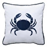 Mudo Home Mari̇n Crab Nakişli Kirlent Beyaz Laci̇vert 50x50 Cm