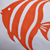 Mudo Home Mari̇n Fish Nakişli Kirlent Beyaz Turuncu 50x50 Cm