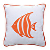 Mudo Home Mari̇n Fish Nakişli Kirlent Beyaz Turuncu 50x50 Cm