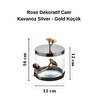 Cornella Rose Dekoratif Cam Kavanoz Silver - Gold Küçük Ağız:12 Cm X Boy:12 Cm X Tüm:16 Cm