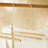 Ocean Home Textile 3'lü Ahşap Destekli Ekru Renk Metal Giysi Askısı 19.5 X 42 X 0.34 Cm