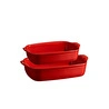 Emile Henry Fırın Kabı Dikdörtgen 2 Li Kırmızı/burgundy