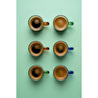 Vienev Renkli Kulplu 6'lı Cam Espresso Bardağı Seti - 95 Ml 2x(turuncu, Yeşil, Mavi)