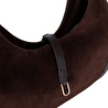 Bloominbag Crescente Walnut Suede Hakiki Deri Kadın Yarım Ay Formlu, El Yapımı Omuz Çantası