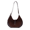 Bloominbag Crescente Walnut Suede Hakiki Deri Kadın Yarım Ay Formlu, El Yapımı Omuz Çantası