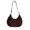 Bloominbag Crescente Walnut Suede Hakiki Deri Kadın Yarım Ay Formlu, El Yapımı Omuz Çantası