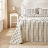Ocean Home Textile Pamuklu Kapitoneli Antrasit Renk Çizgi Desen Çift Kişilik Yatak Örtüsü Seti 1 Adet 250 X 230 / 2 Adet 50 X 70 C