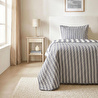 Ocean Home Textile Pamuklu Kapitoneli Antrasit Renk Çizgi Desen Tek Kişilik Yatak Örtüsü Seti 1 Adet 180 X 230 / 1 Adet 50 X 70 Cm