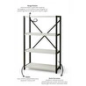 Vienev 4 Raflı Metal Dolap - Metal Ve Ahşap Kitaplık, Mutfak Rafı 120x60 Siyah-beyaz