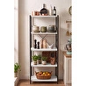 Vienev 5 Raflı Metal Dolap - Metal Ve Ahşap Kitaplık, Mutfak Rafı 150x60 Siyah-beyaz