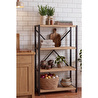 Vienev 4 Raflı Metal Dolap - Metal Ve Ahşap Kitaplık, Mutfak Rafı 120x60 Siyah-ahşap