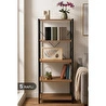 Vienev 5 Raflı Metal Dolap - Metal Ve Ahşap Kitaplık, Mutfak Rafı 150x60 Siyah-ahşap