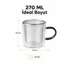 Vienev 270 Ml Çift Cidarlı Borosilikat Cam Kupa - Isıya Dayanıklı Kulplu Bardak