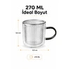 Vienev 2'li 270 Ml Çift Cidarlı Borosilikat Cam Kupa - Isıya Dayanıklı Kulplu Bardak