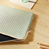 Ocean Home Textile Su İtici Leke Tutmaz Mint Dama Desen Tablet Taşıma Çantası / Kılıfı 32.5 X 24 X 2 Cm