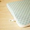 Ocean Home Textile Su İtici Leke Tutmaz Mint Dama Desen Tablet Taşıma Çantası / Kılıfı 32.5 X 24 X 2 Cm