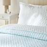 Ocean Home Textile Pamuklu Kapitoneli Açık Mavi Renk Çizgi Desen Çift Kişilik Yatak Örtüsü Seti 1 Adet 250 X 230 / 2 Adet 50 X 70