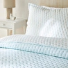 Ocean Home Textile Pamuklu Kapitoneli Açık Mavi Renk Çizgi Desen Tek Kişilik Yatak Örtüsü Seti 1 Adet 180 X 230 / 1 Adet 50 X 70 C