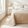 Ocean Home Textile Pamuklu Kapitoneli Bej Renk Çizgi Desen Çift Kişilik Yatak Örtüsü Seti 1 Adet 250 X 230 / 2 Adet 50 X 70 Cm