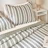 Ocean Home Textile Pamuklu Kapitoneli Haki Renk Çizgi Desen Çift Kişilik Yatak Örtüsü Seti 1 Adet 250 X 230 / 2 Adet 50 X 70 Cm
