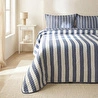 Ocean Home Textile Pamuklu Kapitoneli Lacivert Renk Çizgi Desen Çift Kişilik Yatak Örtüsü Seti 1 Adet 250 X 230 / 2 Adet 50 X 70 C